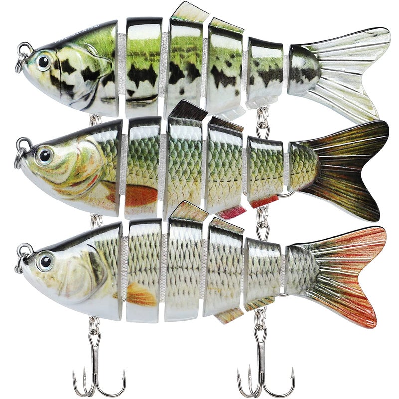 TRUSCEND Fishing Lures for Bass Trout Swimbaits for Bass Fishing Segmented Multi Jointed Swim Baits Slow Sinking Swimming Lures for Freshwater Saltwater Fishing Gear Lure Kit Fishing Gifts Plugs - Image 1